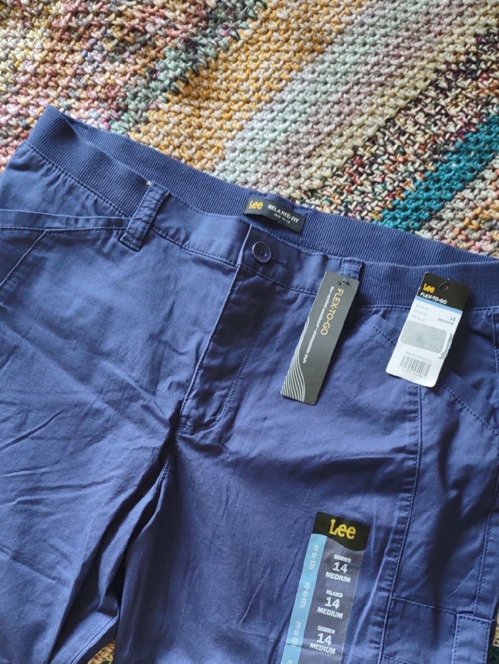 NWT Lee Midrise Flex-to-go Utility Cropped Capri Pants Ink Blue Size 14